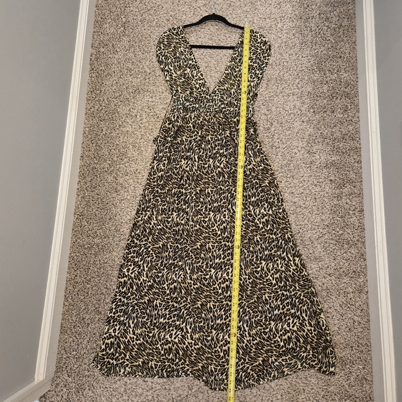 AMERICA & BEYOND Leopard Print Maxi Dress / Coverup With Stretch Waist Size Smal - Picture 9 of 15